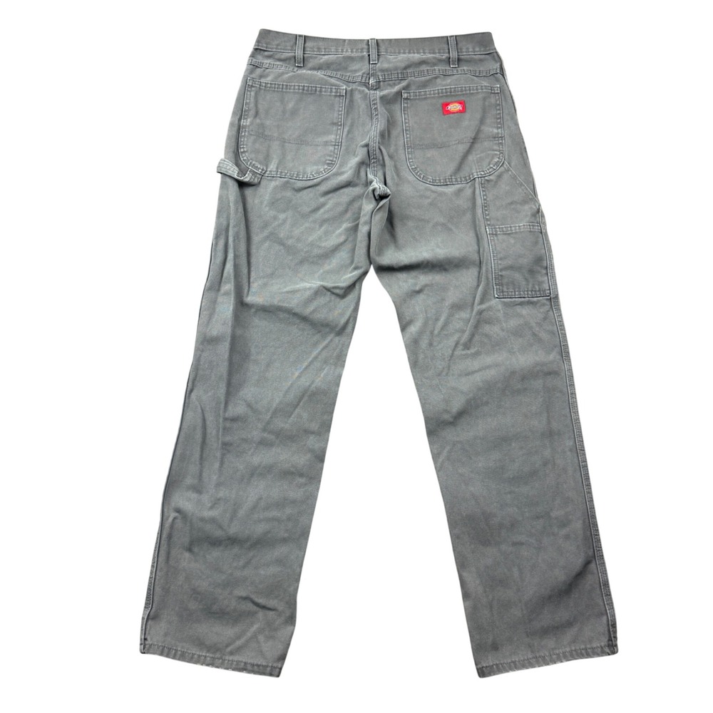 Dickies Carpenter Pant Men 34x32 Gray Canvas Workwear Utility Trouser Distressed